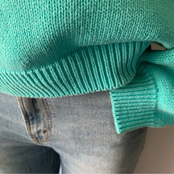 r e t r o :: Rad Vibrant Turquoise Cotton Ribbed Knit Sweater - Picture 4 of 10